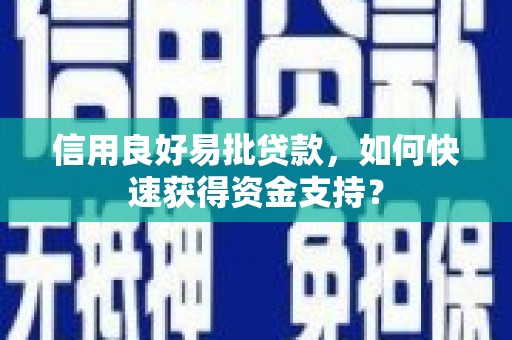 溆浦信用良好易批贷款，如何快速获得资金支持？