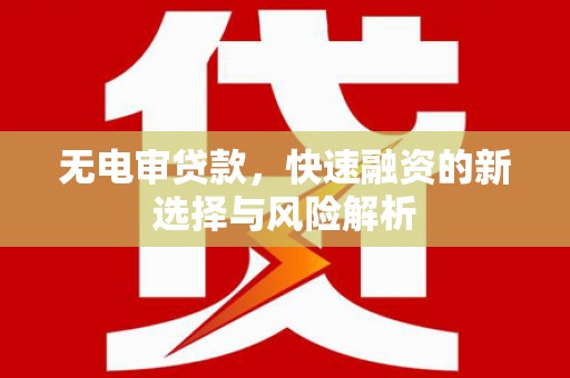 志丹无电审贷款，快速融资的新选择与风险解析