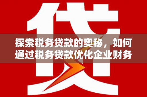 剑河探索税务贷款的奥秘，如何通过税务贷款优化企业财务