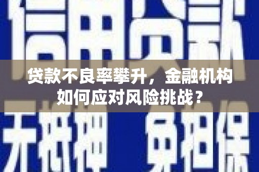 贡寮贷款不良率攀升，金融机构如何应对风险挑战？