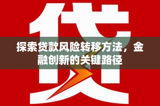 巍山探索贷款风险转移方法，金融创新的关键路径